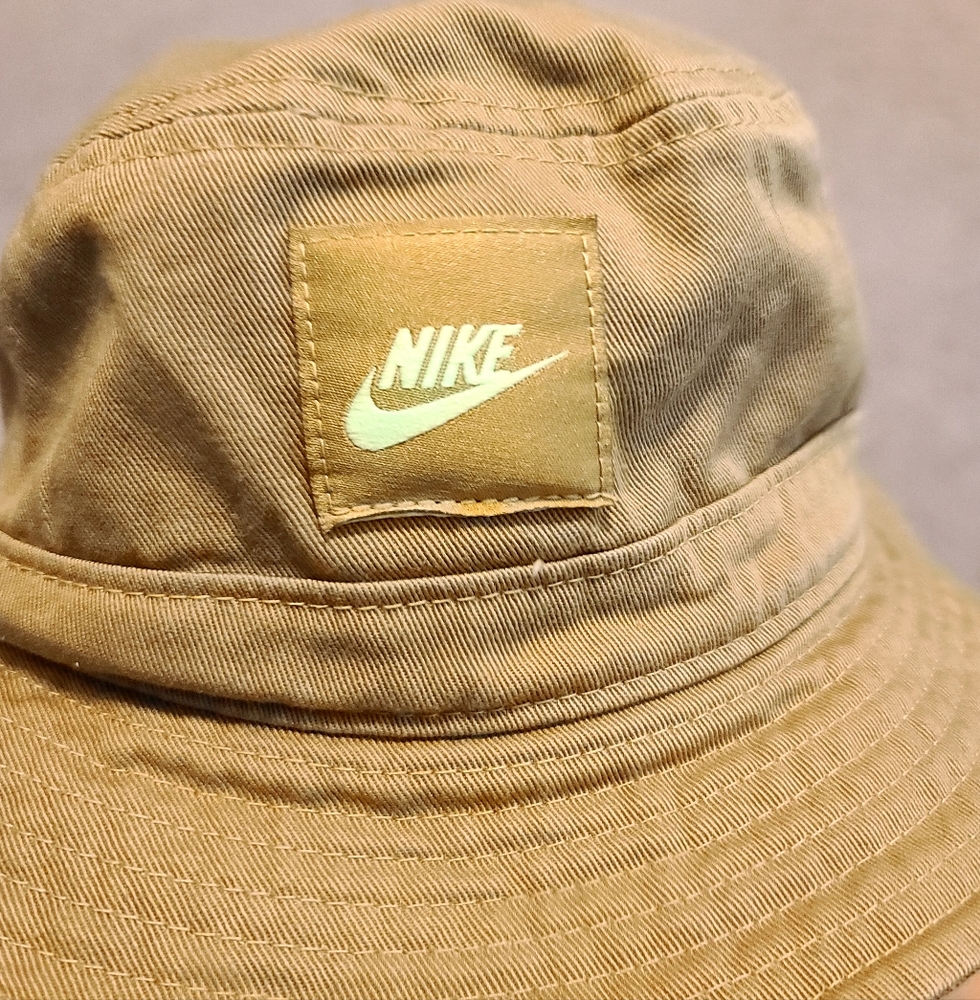 S/M, Nike Khaki Bucket Hat with Neon Logo